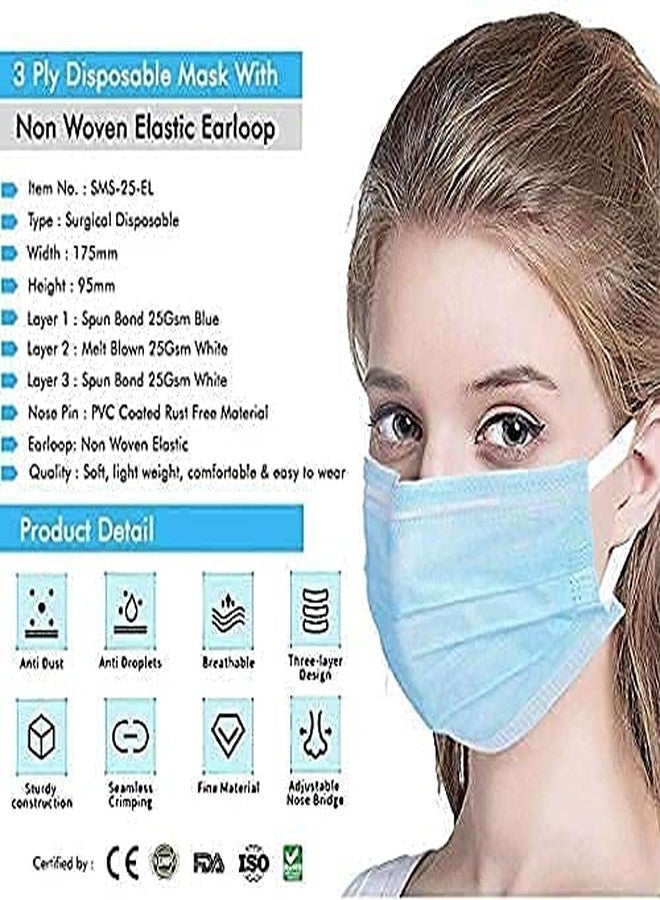 WELLSTAR 3 Ply Disposable Surgical Face Mask For UV Protect Sterilized Quantity 100 Pcs - Image 3